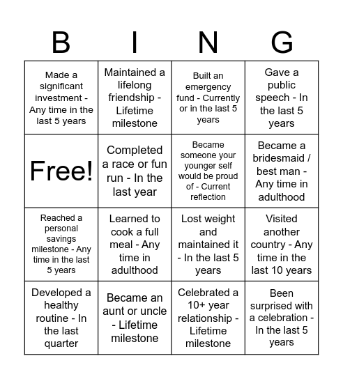 Joanna Bingo Card