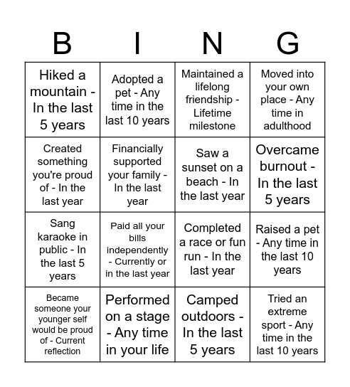 Reese's BING Bingo Card