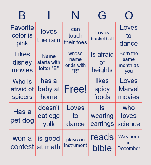 HUMAN BINGO Card