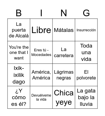 Bingo musical Bingo Card