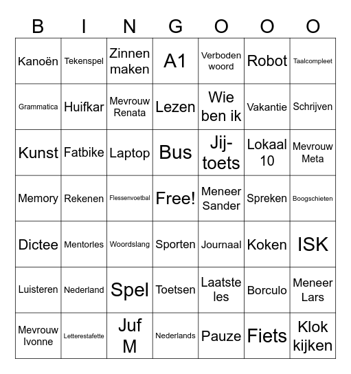 IG Bingo Card