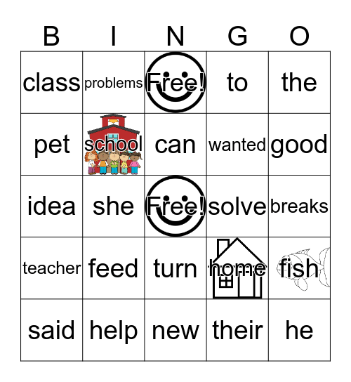 Class Pet Vocab Bingo Card