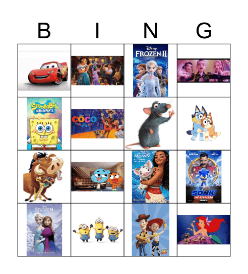 MOVIES BINGO Card