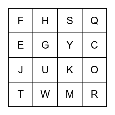 ALPHABET BINGO Card