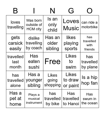 Get to Know Bingo Card