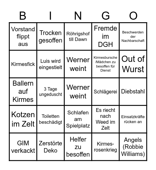 Kirmesbingo 2026 Bingo Card