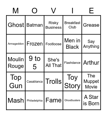 Movies Bingo Card