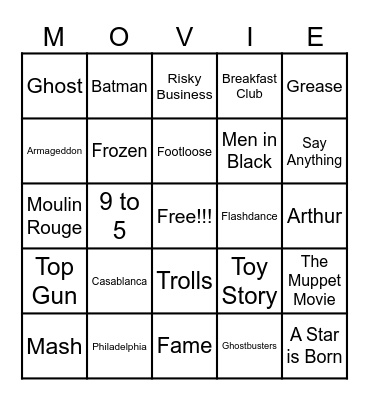 Movies Bingo Card