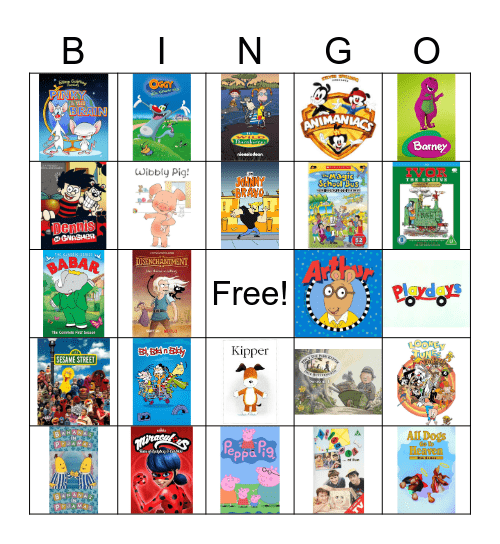 animation tv series Bingo Card