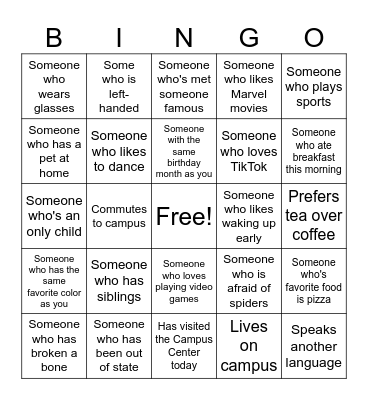 Human Bingo Card