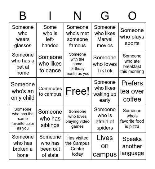 Human Bingo Card