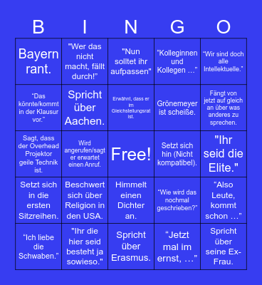 Pointner Bingo Card