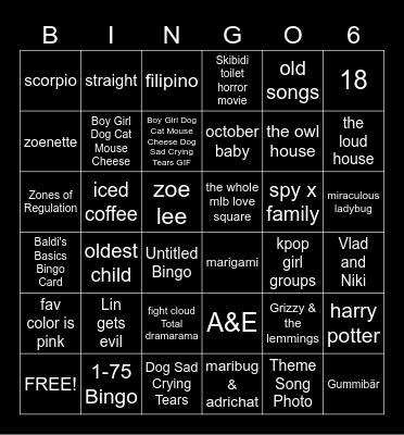 Fandoms autistas Bingo Card