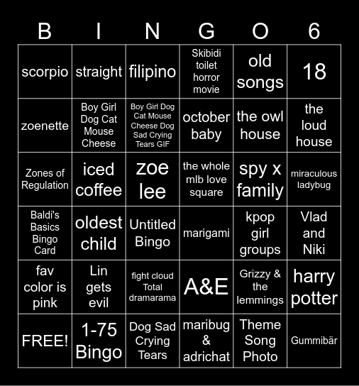 Fandoms autistas Bingo Card