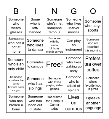 Human Bingo Card
