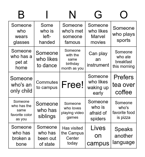 Human Bingo Card