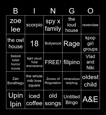 Fandoms autistas Bingo Card