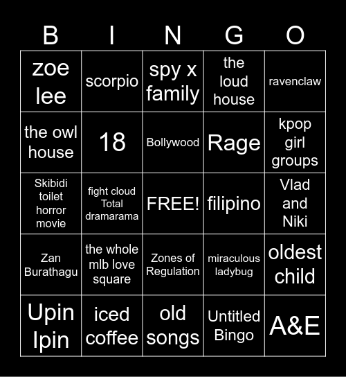 Fandoms autistas Bingo Card