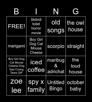 Fandoms autistas Bingo Card