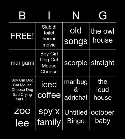 Fandoms autistas Bingo Card