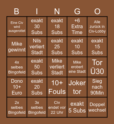 CIV - BINGO Card