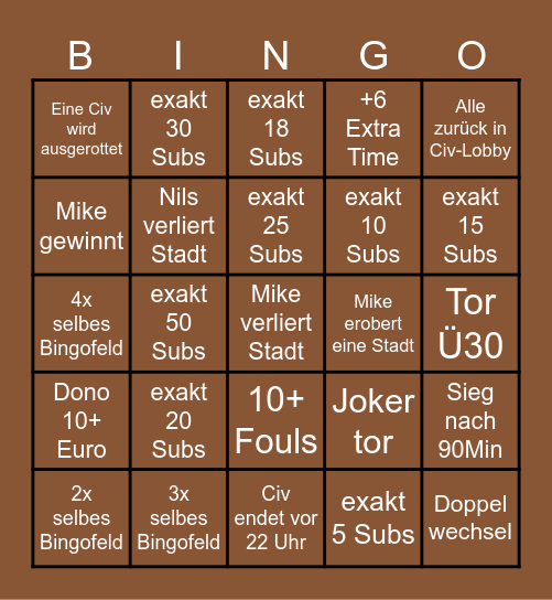 CIV - BINGO Card