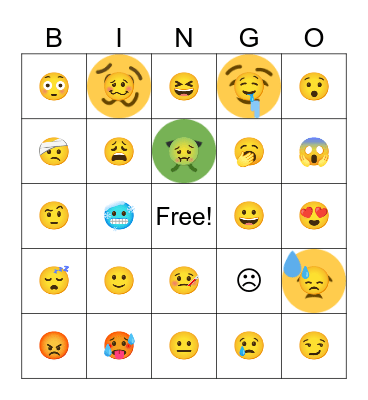 Emoji Feelings Bingo Card