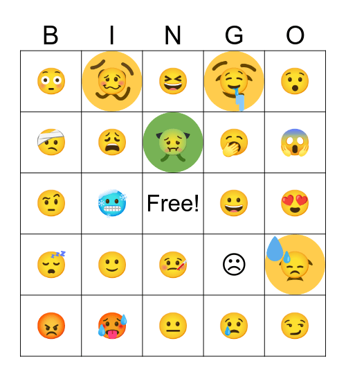 Emoji Feelings Bingo Card