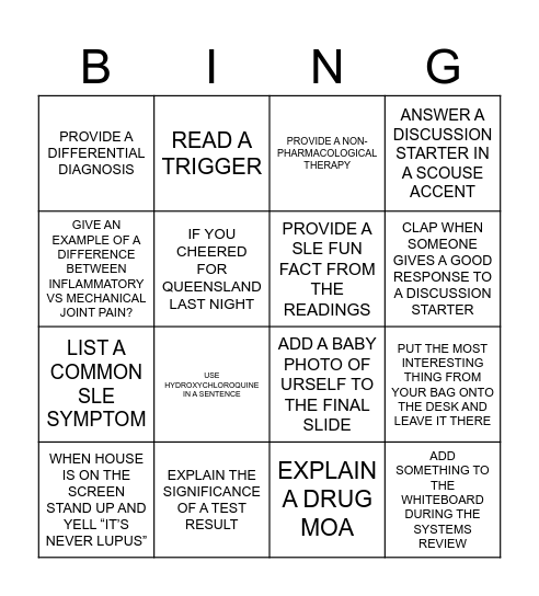 CSBL BINGO Card