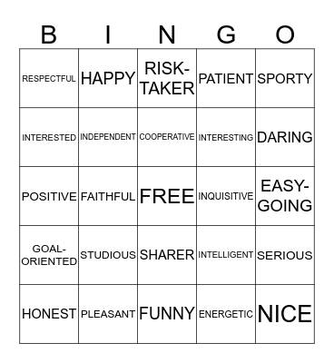 FRIENDSHIP Bingo Card