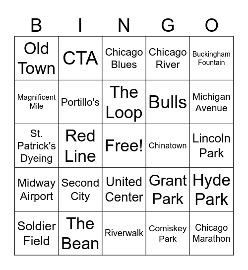 Chicago Bingo Card
