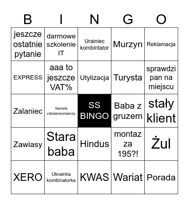 Serwisowe BINGO Card