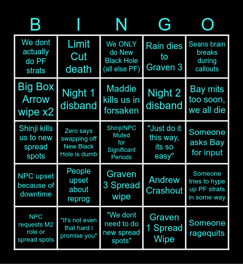 Ultra Toxic Bingo Card Bingo Card