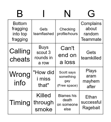 Scotter bingo Card