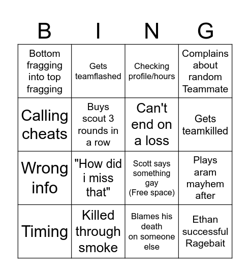 Scotter bingo Card