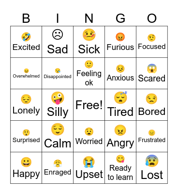 Zones of Regulation  Bingo Card