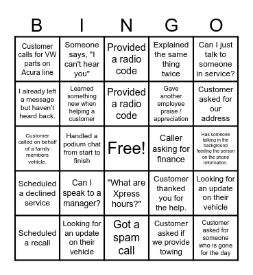 BDC Bingo Card