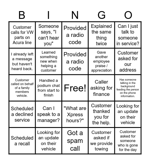 BDC Bingo Card