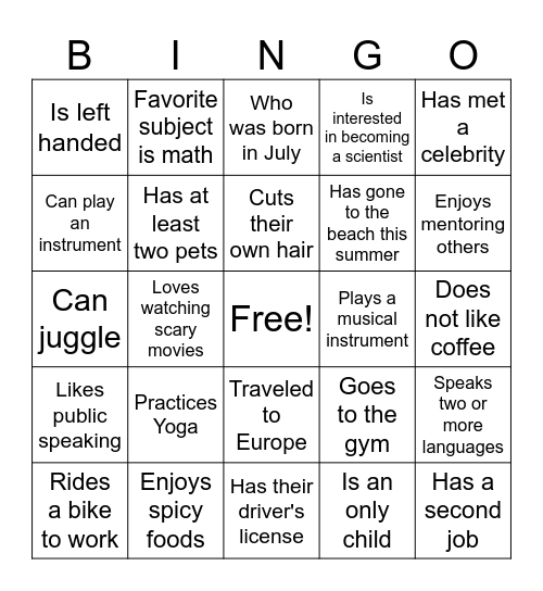 EDUCATION DAY - July 10, 2026                                                                                                Find Someone Who... Bingo Card