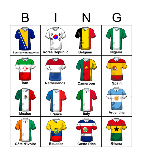 Football Teams Bingo Card