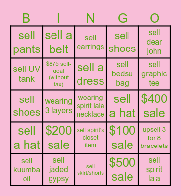 SPIRITED BINGO Card