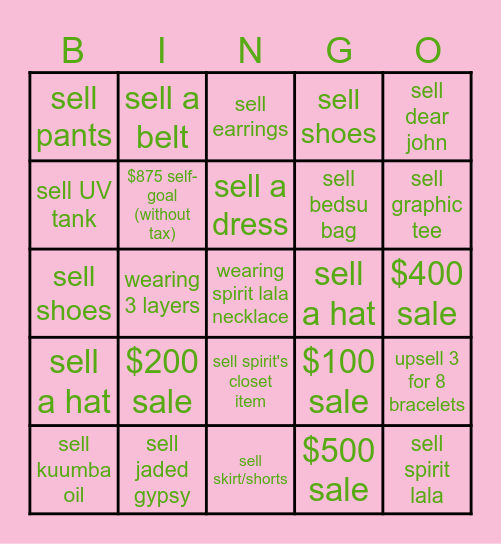 SPIRITED BINGO Card