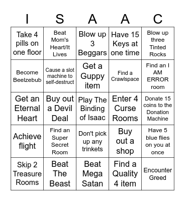 TBoI Repentance Bingo Card
