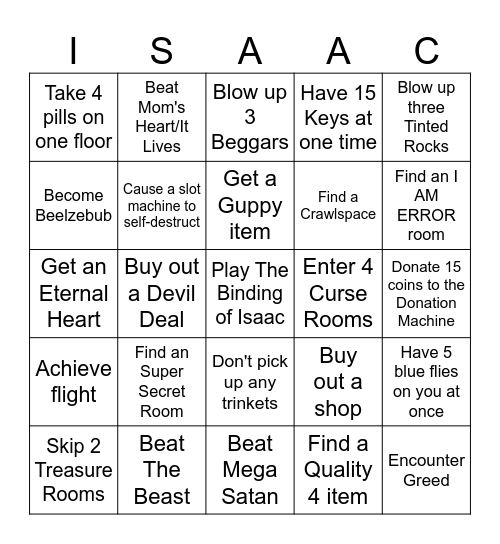 TBoI Repentance Bingo Card