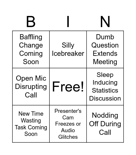 Meeting Bingo Card
