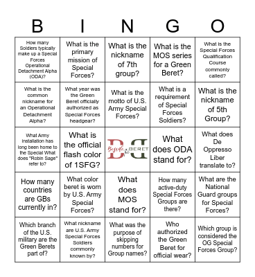 SF Trivia Bingo Card