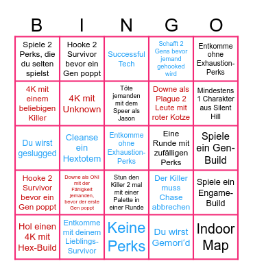 DBD Bingo Card