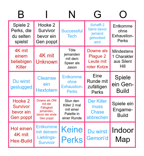 DBD Bingo Card