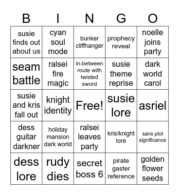 deltarune 6 Bingo Card