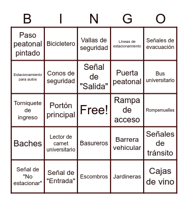 Zonas de acceso y transporte :) Bingo Card